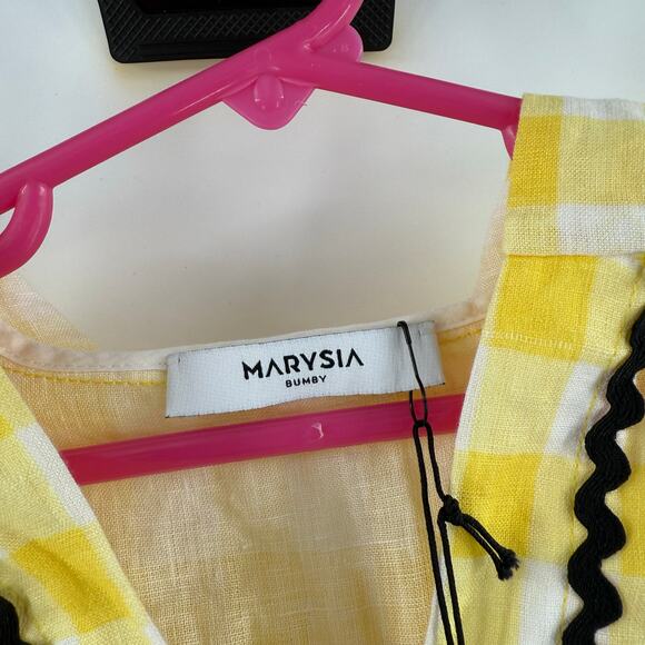 Marysia Bumby Swim x Maisonette CoverUp Size 2 Yellow Gingham Swim Rickrack NWT - Picture 3 of 13